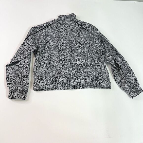 AllFenix Cropped Jacket Women's Medium Black Leopard Print Zip Snap Closure - Picture 9 of 10